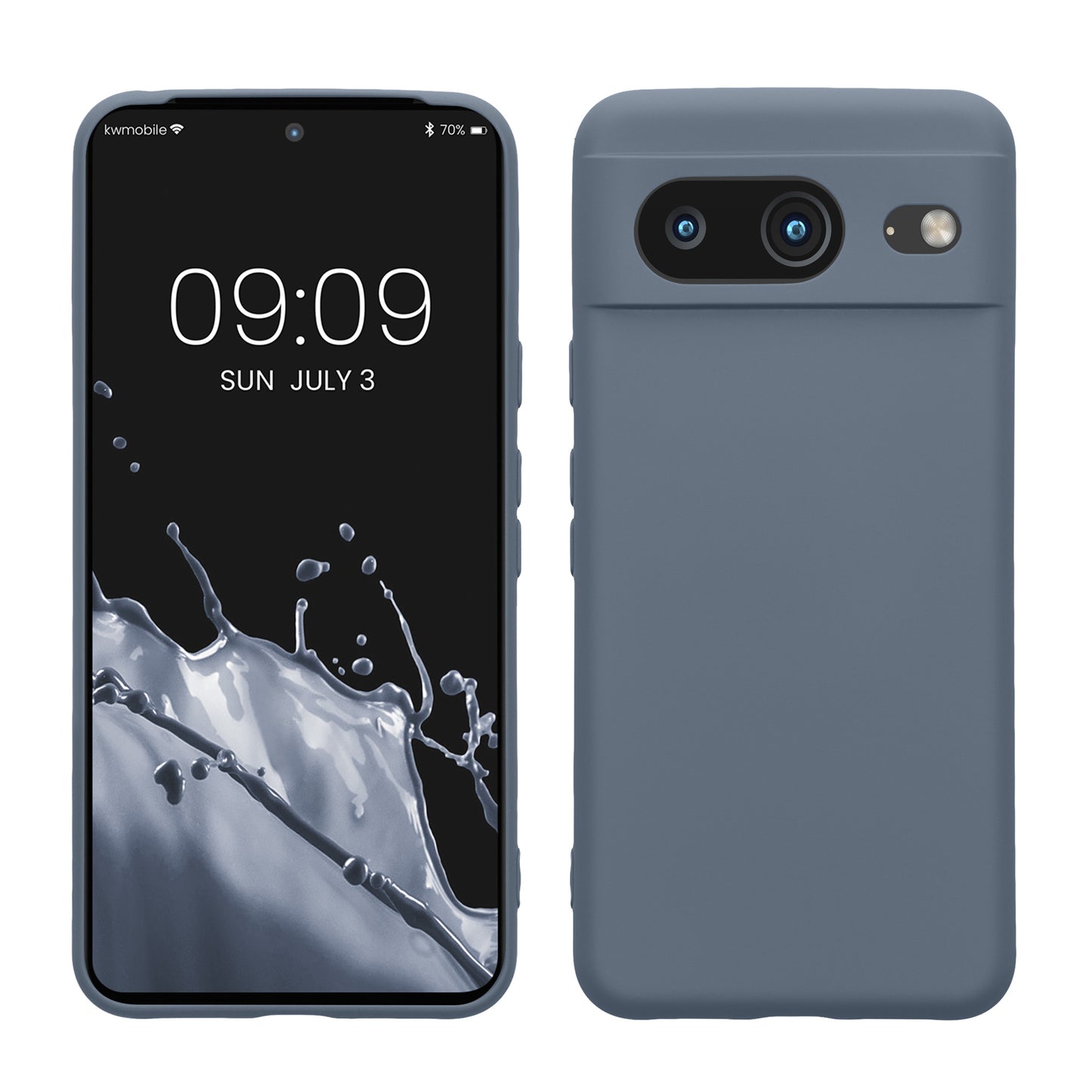 kwmobile Slim Case kompatibel mit Google Pixel 8 Hülle - Handyhülle aus Silikon in Blaugrau Blaugrau  