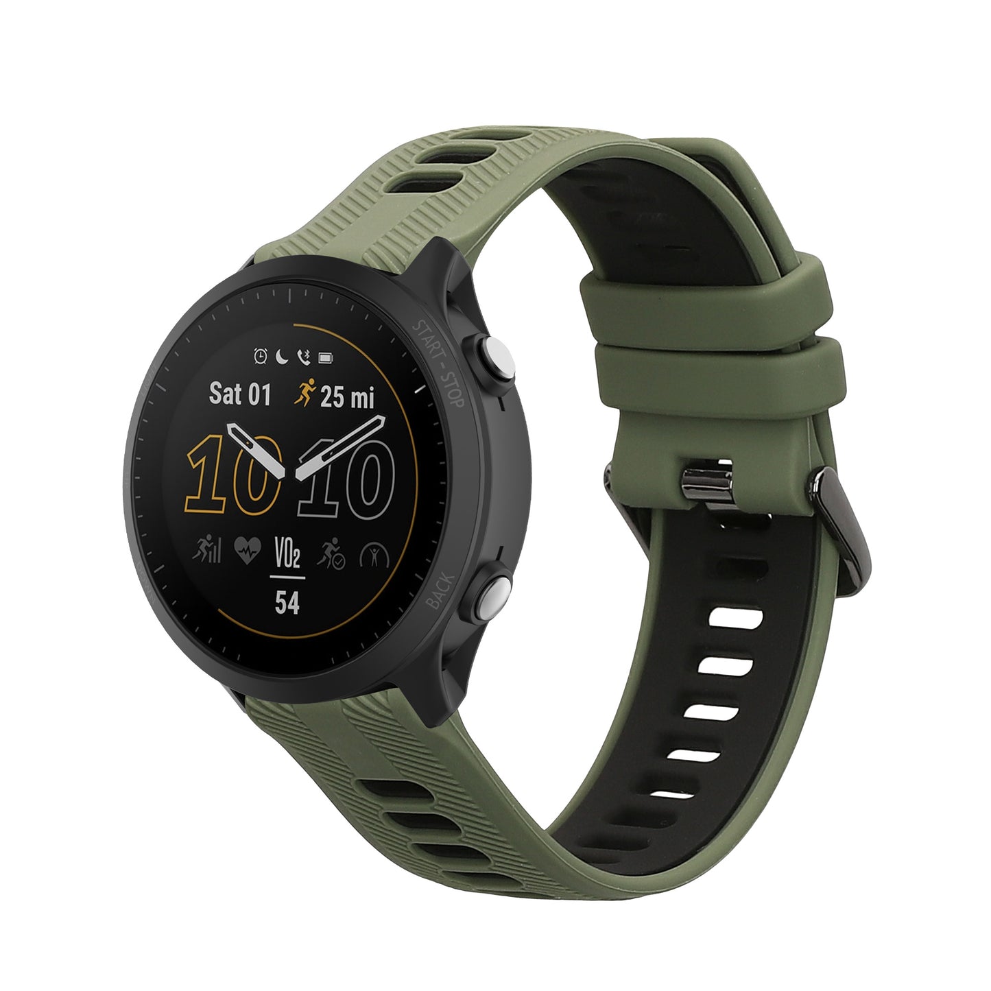 kwmobile 1x Uhrenarmband für Garmin Forerunner 965 / 955 / 945 / 745 Armband - Fitnesstracker Band Set aus TPU Silikon - Ersatzarmband Smartwatch - Dunkelgrün Schwarz Dunkelgrün  [dsg03]