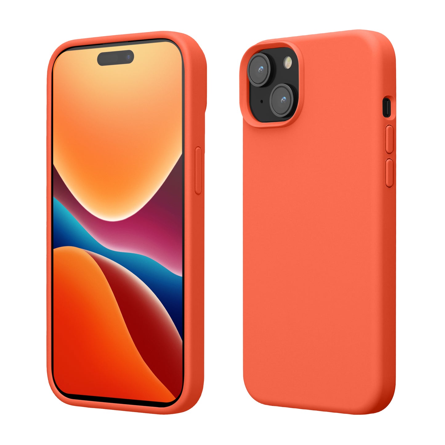kwmobile Handyhülle für iPhone 15 Hülle, für iPhone 15 Case - Hülle Silikon - kabelloses Laden - Leuchtende Koralle Leuchtende Koralle  