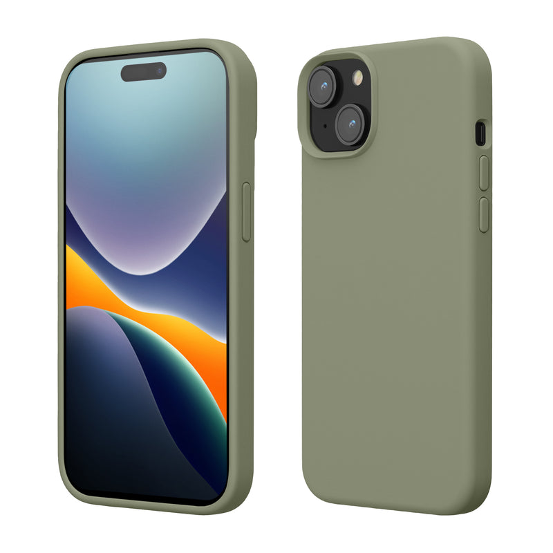 kwmobile Handyhülle für iPhone 15 Hülle, für iPhone 15 Case - Hülle Silikon - kabelloses Laden - Graugrün Graugrün  