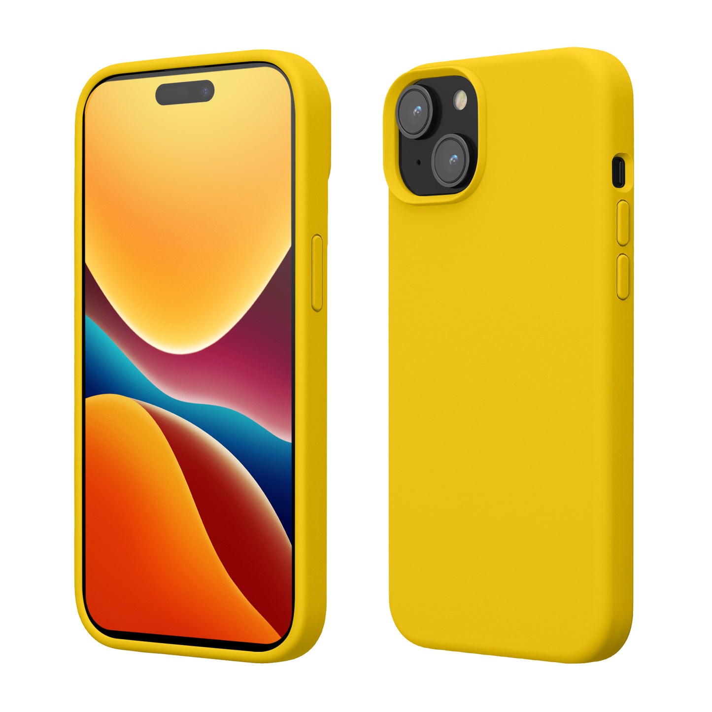 kwmobile Handyhülle für iPhone 15 Plus Hülle, für iPhone 15 Plus Case - Hülle Silikon - kabelloses Laden - Strahlend Gelb Strahlend Gelb  