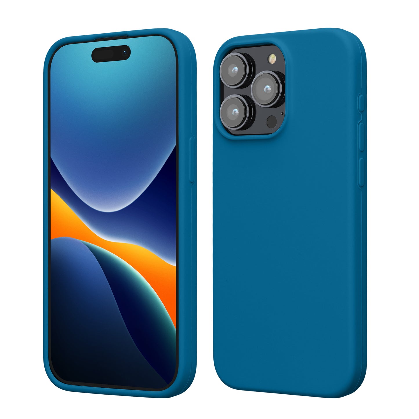 kwmobile Handyhülle für iPhone 15 Pro Max Hülle, für iPhone 15 Pro Max Case - Hülle Silikon - kabelloses Laden - Karibikblau Karibikblau  