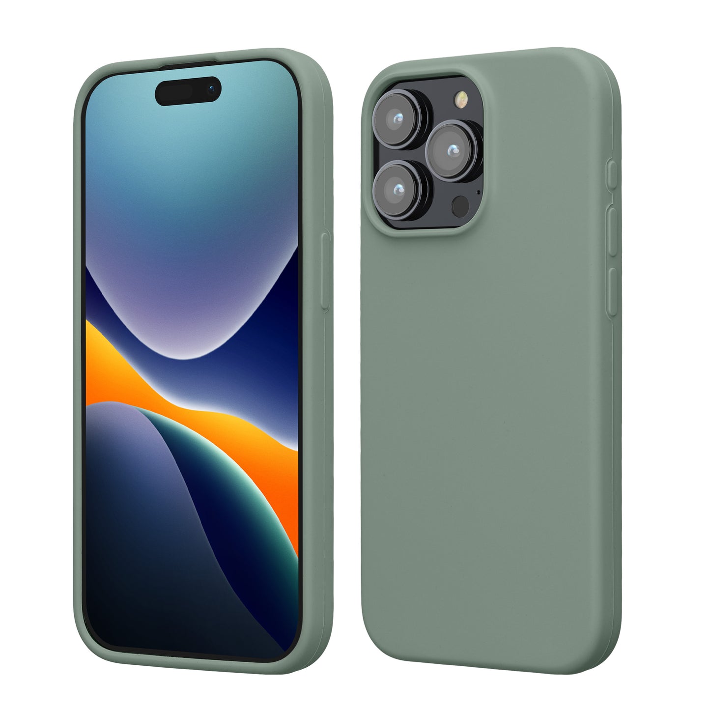 kwmobile Handyhülle für iPhone 15 Pro Max Hülle, für iPhone 15 Pro Max Case - Hülle Silikon - kabelloses Laden - Rainwashed Grün Rainwashed Grün  