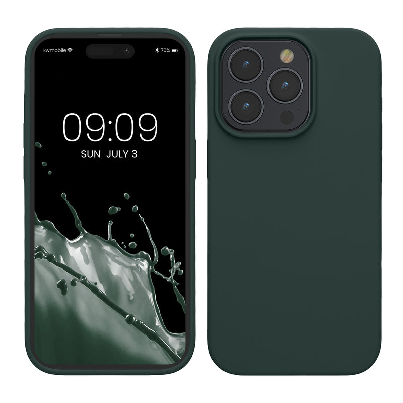 kwmobile Handyhülle für iPhone 15 Pro Max Hülle, für iPhone 15 Pro Max Case - Hülle Silikon - kabelloses Laden - Blaugrün Blaugrün  