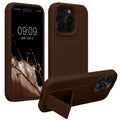 kwmobile Handyhülle kompatibel mit iPhone 15 Pro Max - Hülle mit Fingerhalter und Standfunktion - Silikon Case Handy Cover in Chocolate Chocolate  