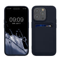 kwmobile Handyhülle kompatibel mit iPhone 15 Pro Hülle - Handy Cover mit Fach für Karten - in Dunkelblau Dunkelblau  