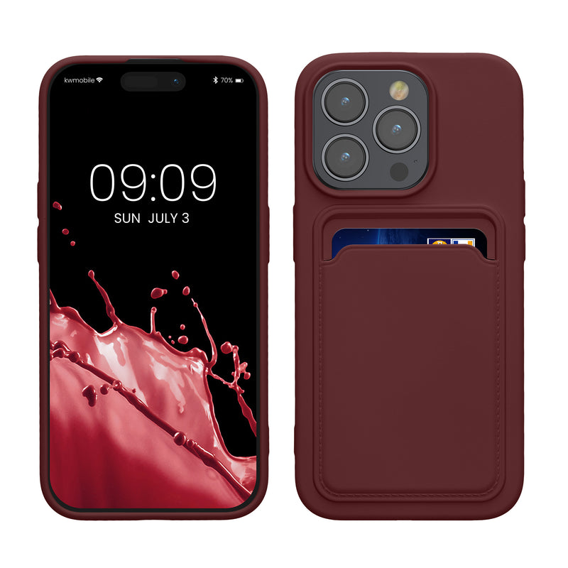 kwmobile Handyhülle kompatibel mit iPhone 15 Pro Hülle - Handy Cover mit Fach für Karten - in Tawny Red Tawny Red  