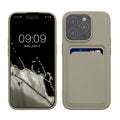 kwmobile Handyhülle kompatibel mit iPhone 15 Pro Hülle - Handy Cover mit Fach für Karten - in Hellgrau matt Hellgrau matt  