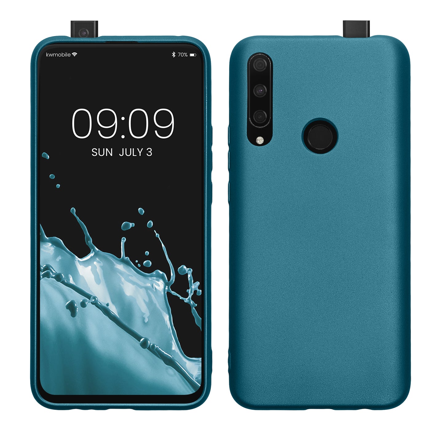 kwmobile Case kompatibel mit HONOR 9X (EU-Version) Hülle - Schutzhülle aus Silikon metallisch schimmernd - Handyhülle Metallic Karibikblau Metallic Karibikblau  