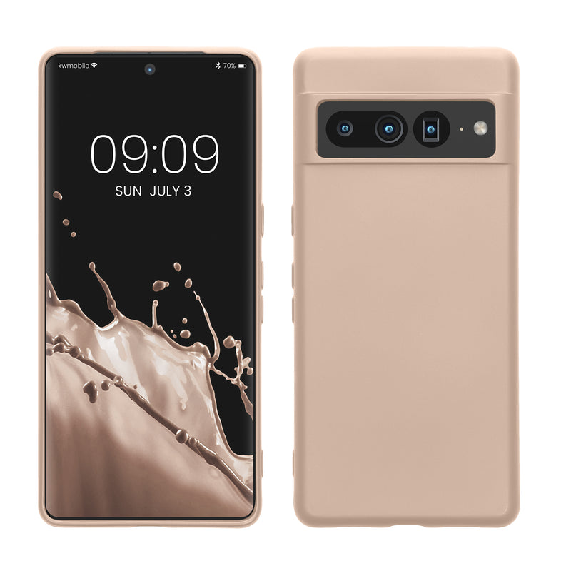 kwmobile Hülle kompatibel mit Google Pixel 7 Pro Hülle - gummierte TPU Silikon Handyhülle - Schutzhülle für kabelloses Laden - Case in Coconut Swirl Coconut Swirl  