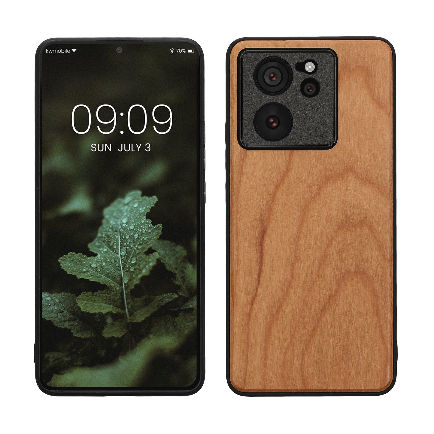 kwmobile Hülle kompatibel mit Xiaomi 13T / 13T Pro Hülle - Holz Case - stoßfestes Handy Cover - TPU Handyhülle in Braun Braun  