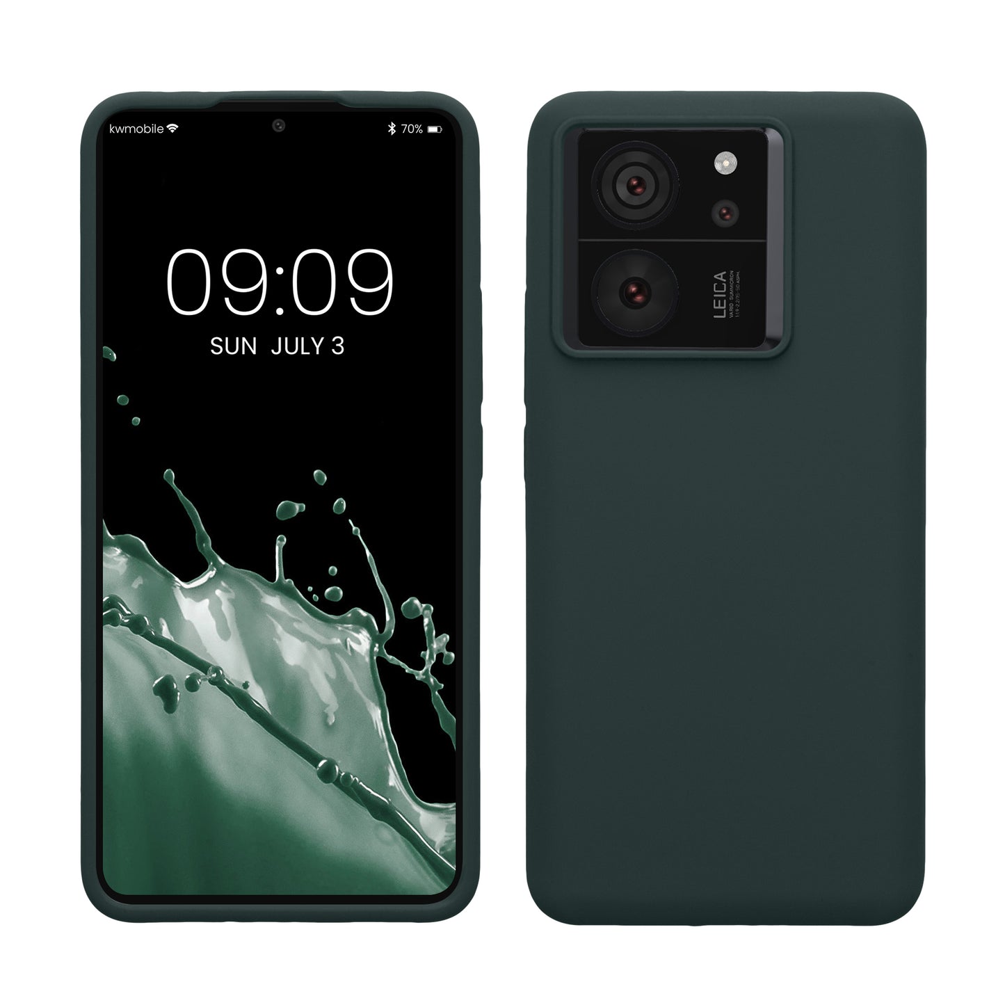 kwmobile Hülle kompatibel mit Xiaomi 13T / 13T Pro Hülle - Silikon Handy Case - Handyhülle weiche Oberfläche - kabelloses Laden - Moosgrün Moosgrün  