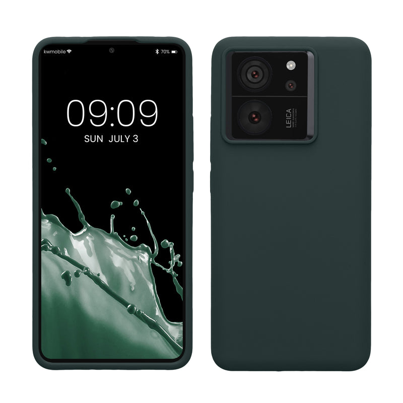 kwmobile Hülle kompatibel mit Xiaomi 13T / 13T Pro Hülle - Silikon Handy Case - Handyhülle weiche Oberfläche - kabelloses Laden - Moosgrün Moosgrün  