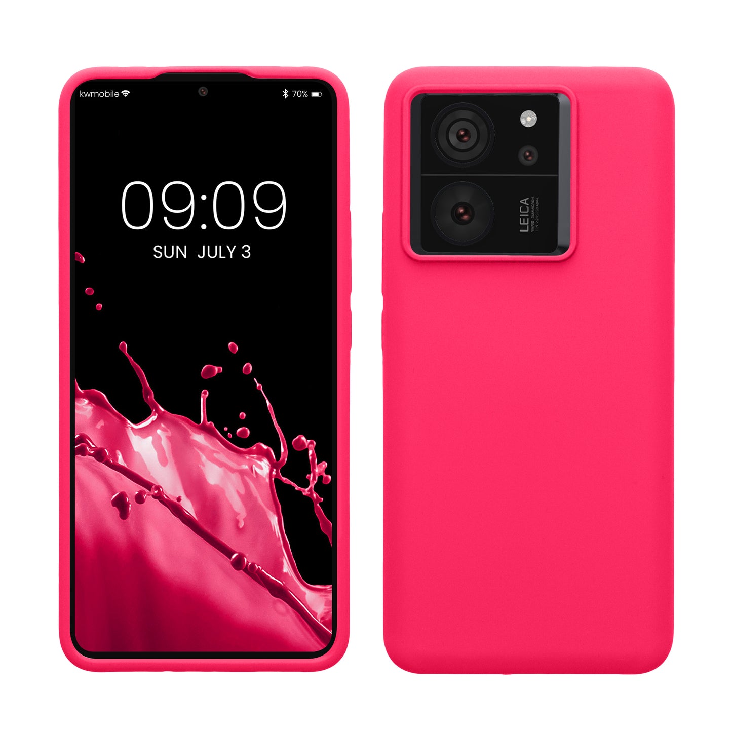 kwmobile Hülle kompatibel mit Xiaomi 13T / 13T Pro Hülle - Silikon Handy Case - Handyhülle weiche Oberfläche - kabelloses Laden - Neon Pink Neon Pink  