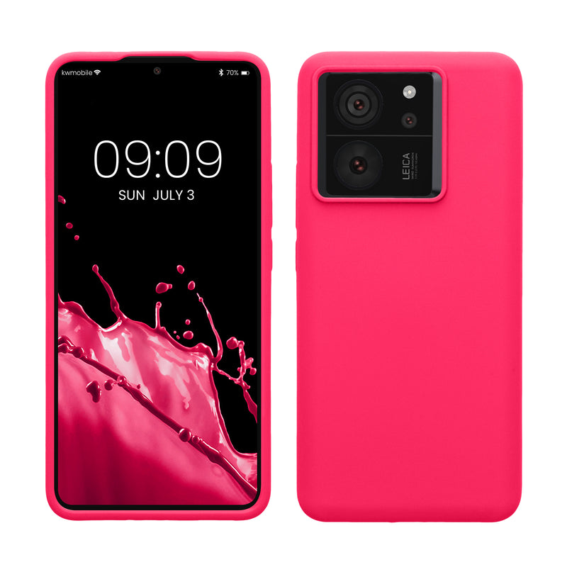 kwmobile Hülle kompatibel mit Xiaomi 13T / 13T Pro Hülle - Silikon Handy Case - Handyhülle weiche Oberfläche - kabelloses Laden - Neon Pink Neon Pink  