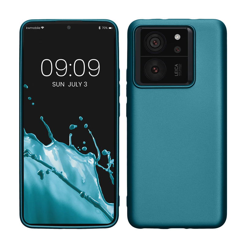 kwmobile Case kompatibel mit Xiaomi 13T / 13T Pro Hülle - Schutzhülle aus Silikon metallisch schimmernd - Handyhülle Metallic Karibikblau Metallic Karibikblau  