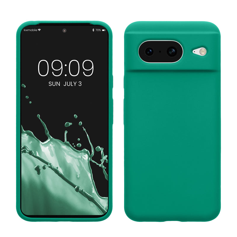 kwmobile Handyhülle für Google Pixel 8 Hülle, für Pixel 8 Case - Hülle Silikon - kabelloses Laden - Smaragdgrün Smaragdgrün  