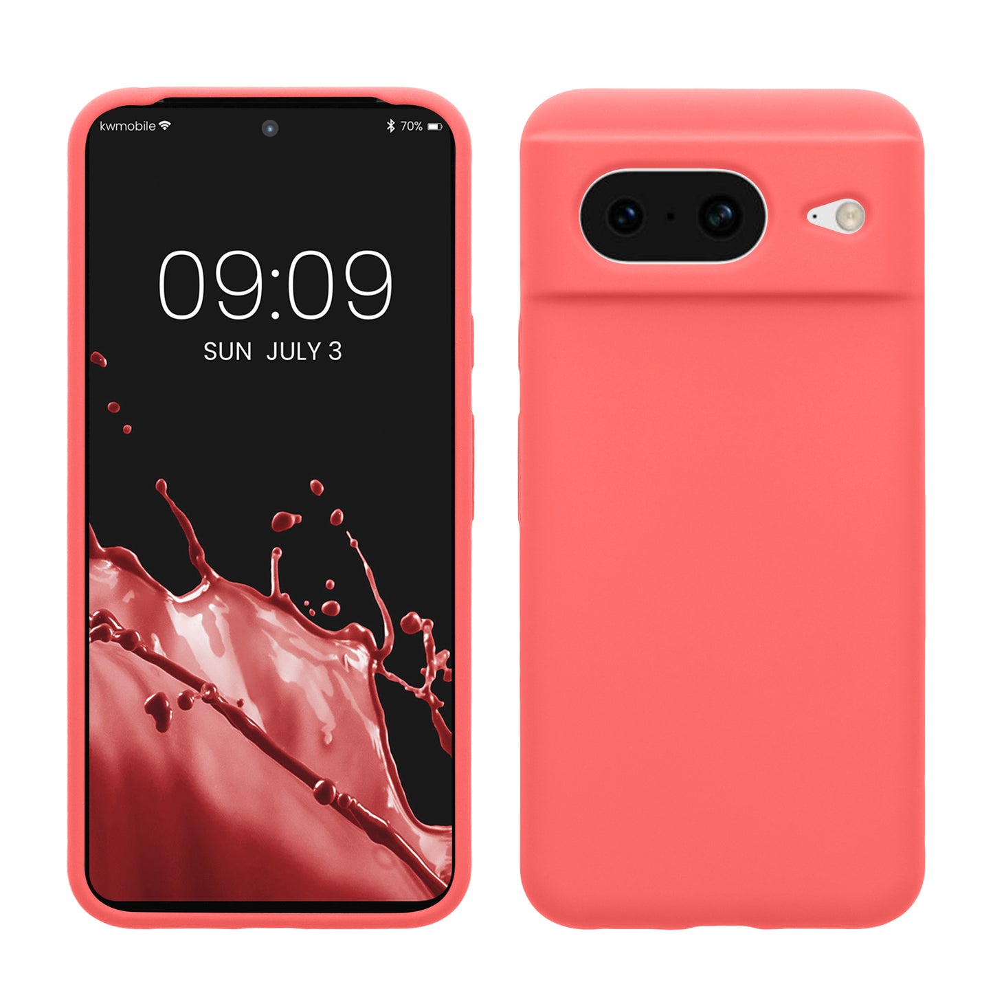 kwmobile Handyhülle für Google Pixel 8 Hülle, für Pixel 8 Case - Hülle Silikon - kabelloses Laden - Neon Koralle Neon Koralle  