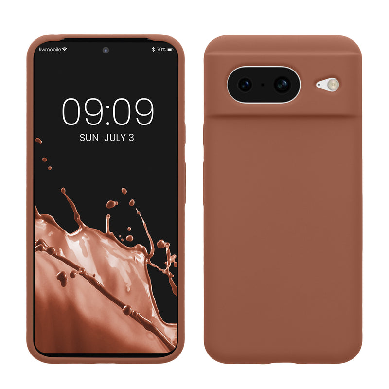 kwmobile Handyhülle für Google Pixel 8 Hülle, für Pixel 8 Case - Hülle Silikon - kabelloses Laden - Mokka Mokka  