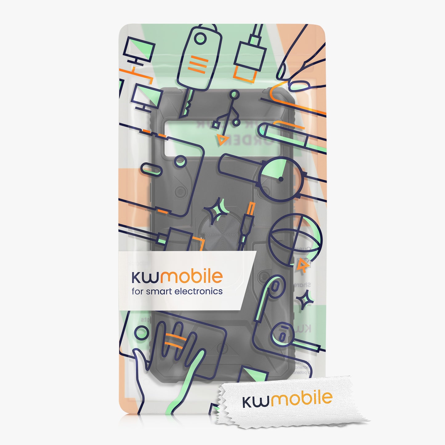 kwmobile Phone Case compatible with Google Pixel 8 Pro - Shockproof Cover with Corner Protection - Shockproof Case with Metal Finger Ring