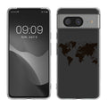kwmobile Case kompatibel mit Google Pixel 8 - Hülle Silikon transparent Travel Umriss Schwarz Transparent Schwarz  [dsg02]