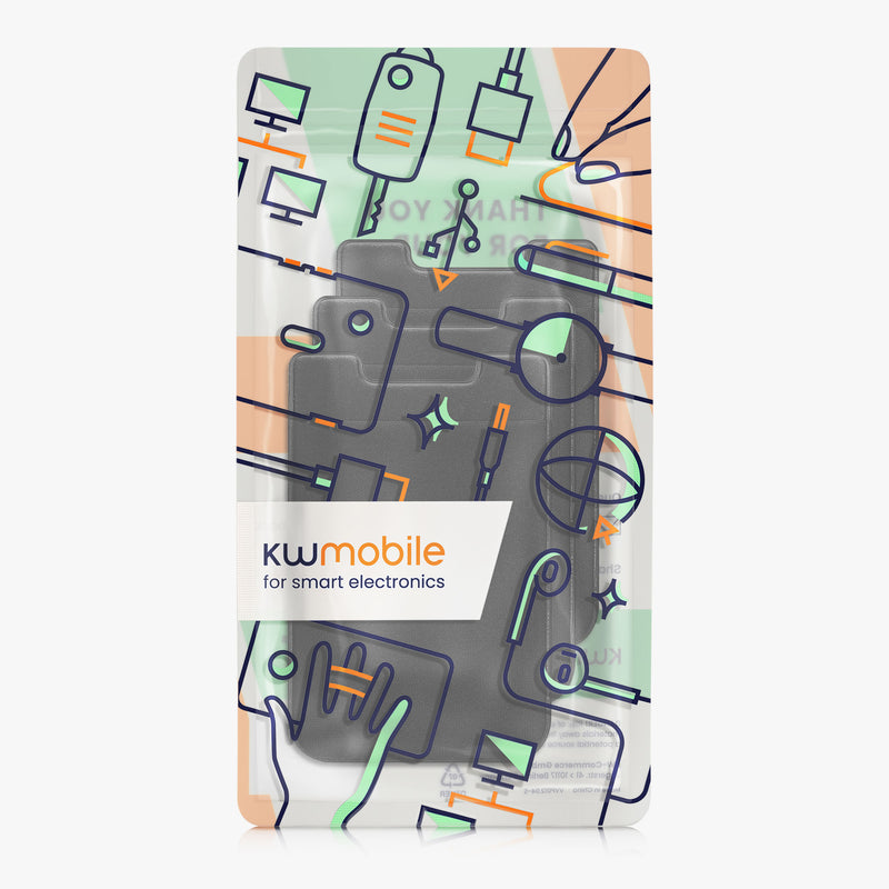 kwmobile Stick-On Card Holder for Credit Cards - Fabric Holder - 5.7 x 8.9 cm - Wallet with Space for up to 5 Cards or Bills