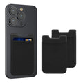 kwmobile 3x Stick-on Kartenhalter für Kreditkarten - Stoff Halter - 5,7 x 8,9 cm - Wallet mit Platz für bis zu 5 Karten oder Scheine - Schwarz Schwarz Schwarz Schwarz  [dsg01]