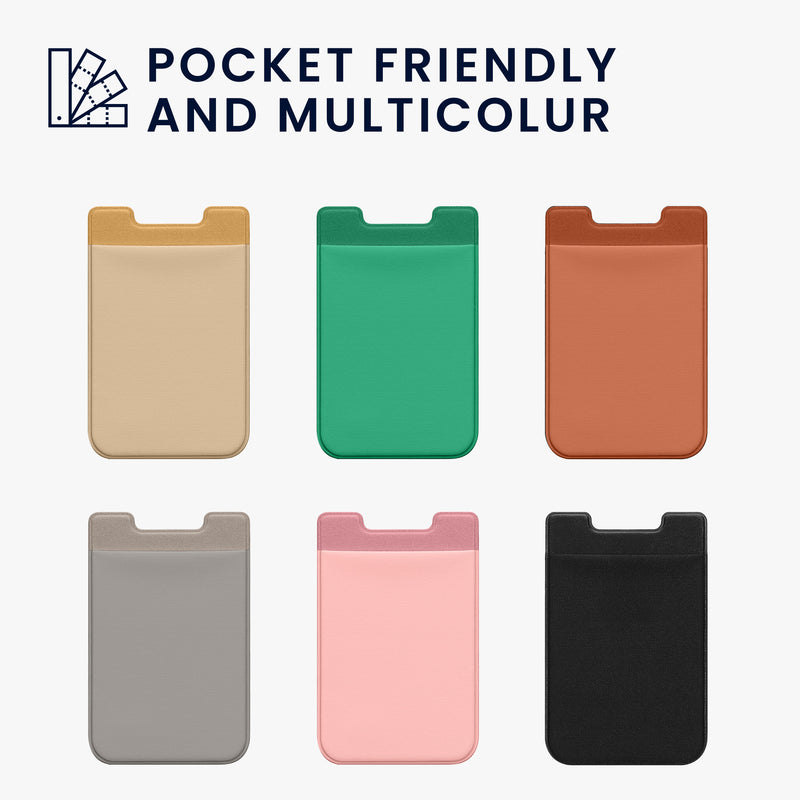 kwmobile Stick-On Card Holder for Credit Cards - Fabric Holder - 5.7 x 8.9 cm - Wallet with Space for up to 5 Cards or Bills