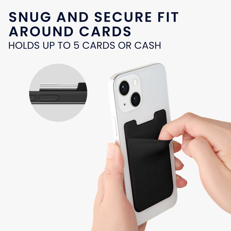 kwmobile Stick-On Card Holder for Credit Cards - Fabric Holder - 5.7 x 8.9 cm - Wallet with Space for up to 5 Cards or Bills