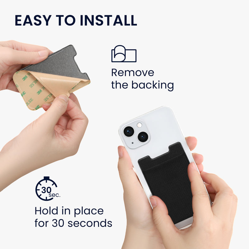 kwmobile Stick-On Card Holder for Credit Cards - Fabric Holder - 5.7 x 8.9 cm - Wallet with Space for up to 5 Cards or Bills