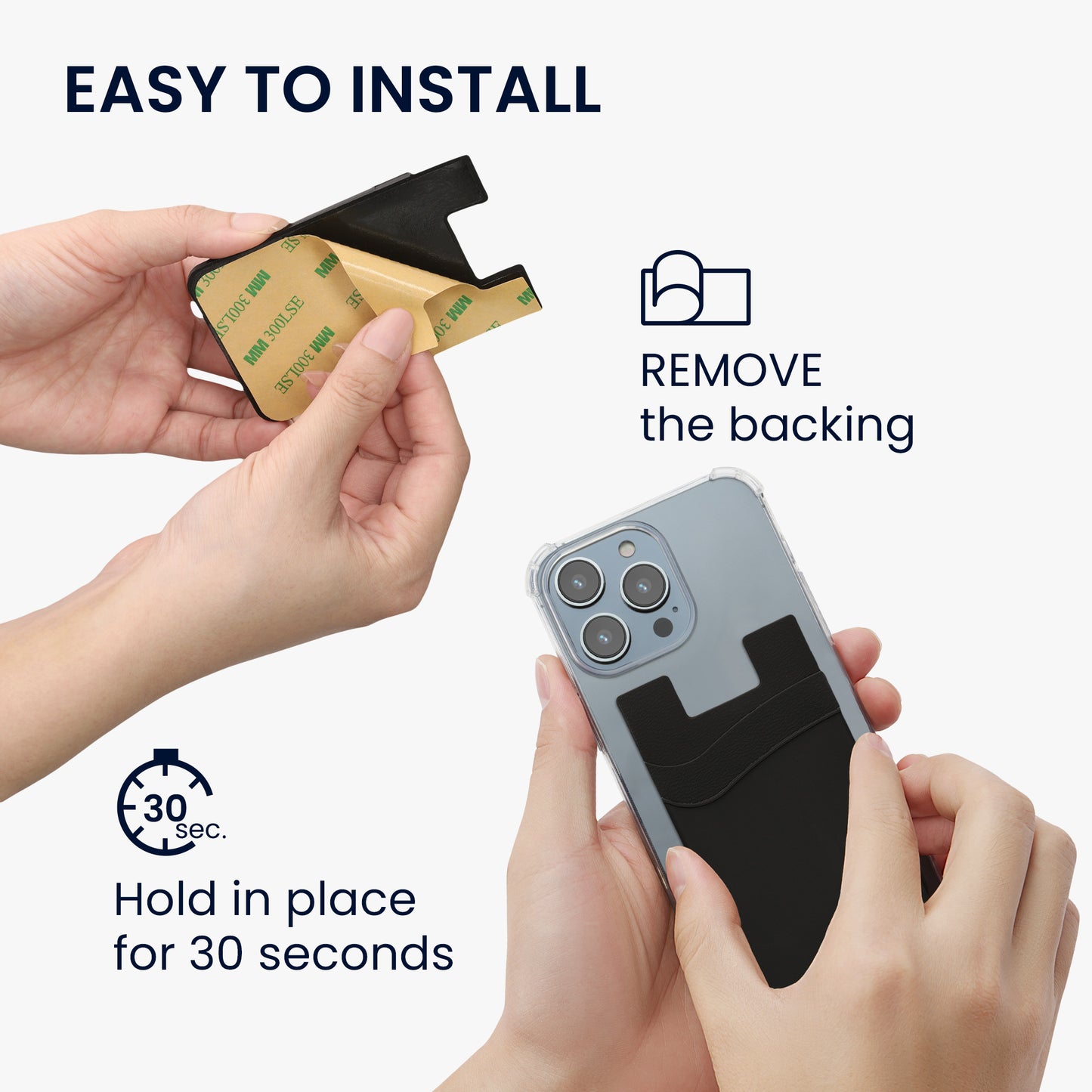 kwmobile 3x Stick-on Card Holder for Credit Cards - Holder - 5.7 x 9.8 cm - for up to 4 Cards or Cash - Wallet