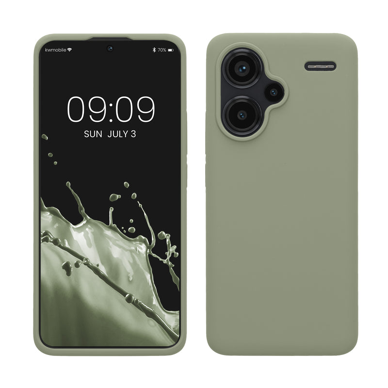 kwmobile Hülle kompatibel mit Xiaomi Redmi Note 13 Pro+ 5G / Redmi Note 13 Pro Plus 5G Hülle - Silikon Handy Case - Handyhülle weiche Oberfläche - kabelloses Laden - Graugrün Graugrün  