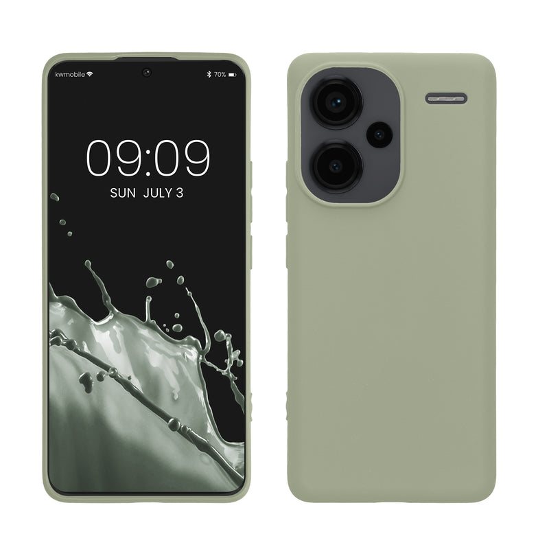 kwmobile Hülle kompatibel mit Xiaomi Redmi Note 13 Pro+ 5G / Redmi Note 13 Pro Plus 5G Hülle - weiches TPU Silikon Case - Cover geeignet für kabelloses Laden - Graugrün Graugrün  