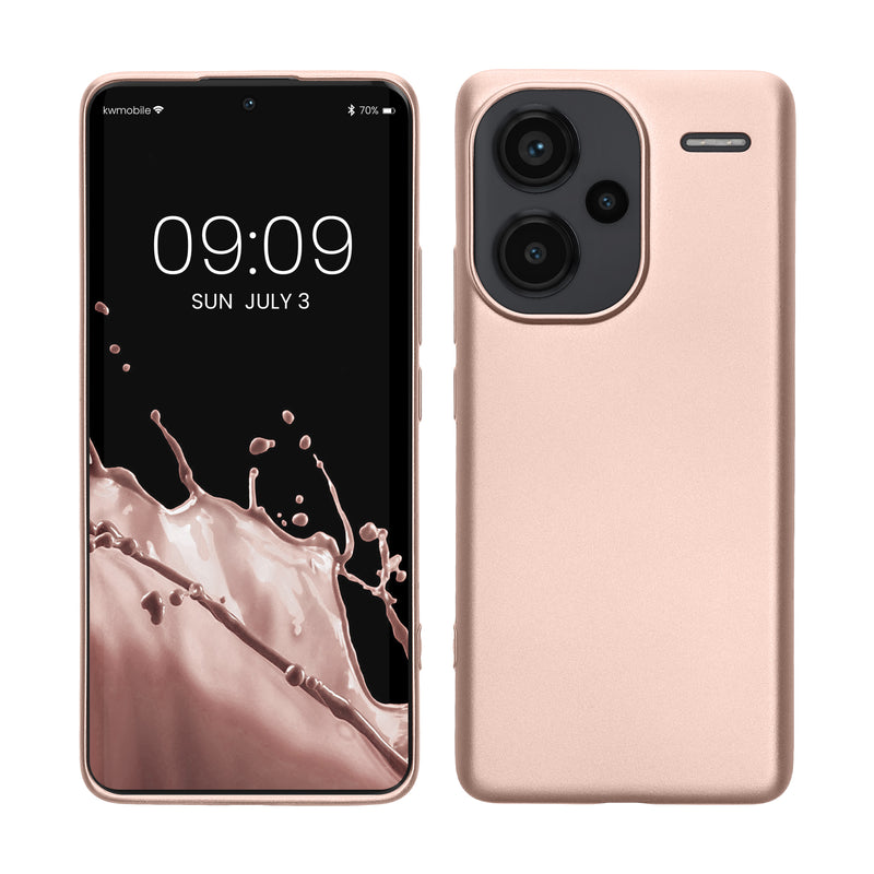 kwmobile Case kompatibel mit Xiaomi Redmi Note 13 Pro+ 5G / Redmi Note 13 Pro Plus 5G Hülle - Schutzhülle aus Silikon metallisch schimmernd - Handyhülle Metallic Rosegold Metallic Rosegold  