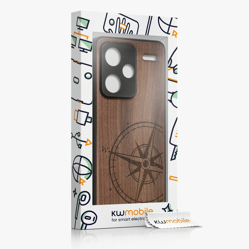 kwmobile Case Compatible with Xiaomi Redmi Note 13 Pro+ 5G / Redmi Note 13 Pro Plus 5G - Phone Cover - TPU Phone Case Compass Vintage