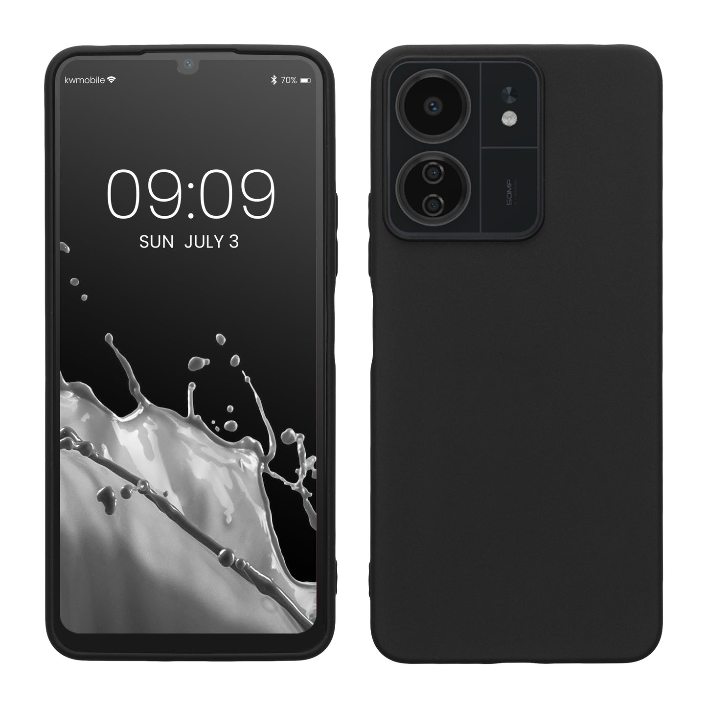 kwmobile Hülle kompatibel mit Xiaomi Poco C65 / Redmi 13C Hülle - weiches TPU Silikon Case - Cover geeignet für kabelloses Laden - Schwarz matt Schwarz matt  