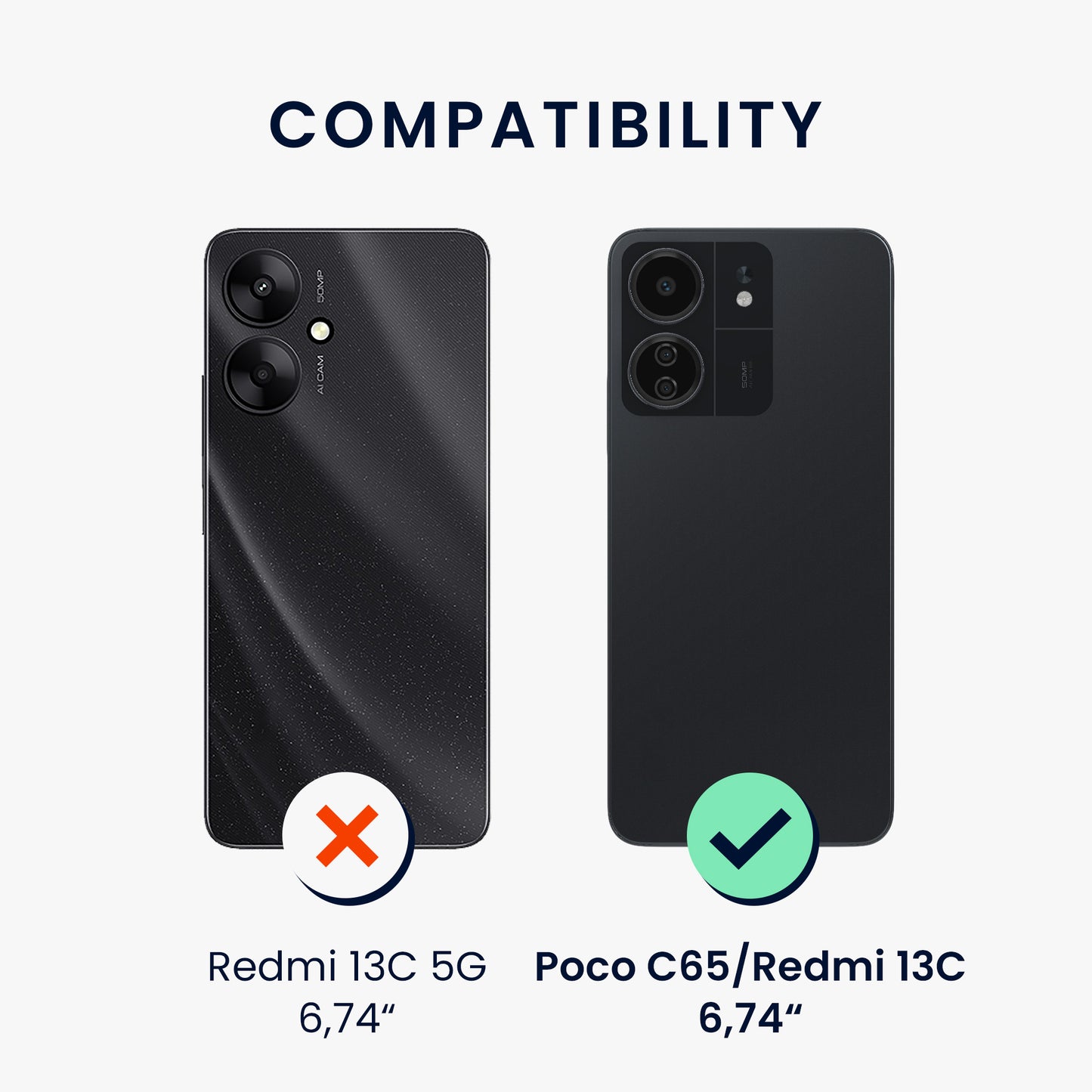 kwmobile Phone Case for Xiaomi Poco C65 / Redmi 13C - Wireless Charging - Protective Cover
