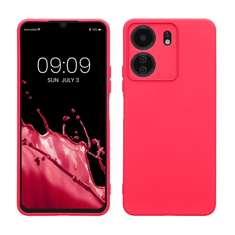 kwmobile Slim Case kompatibel mit Xiaomi Poco C65 / Redmi 13C Hülle - Handyhülle aus Silikon in Neon Pink Neon Pink  