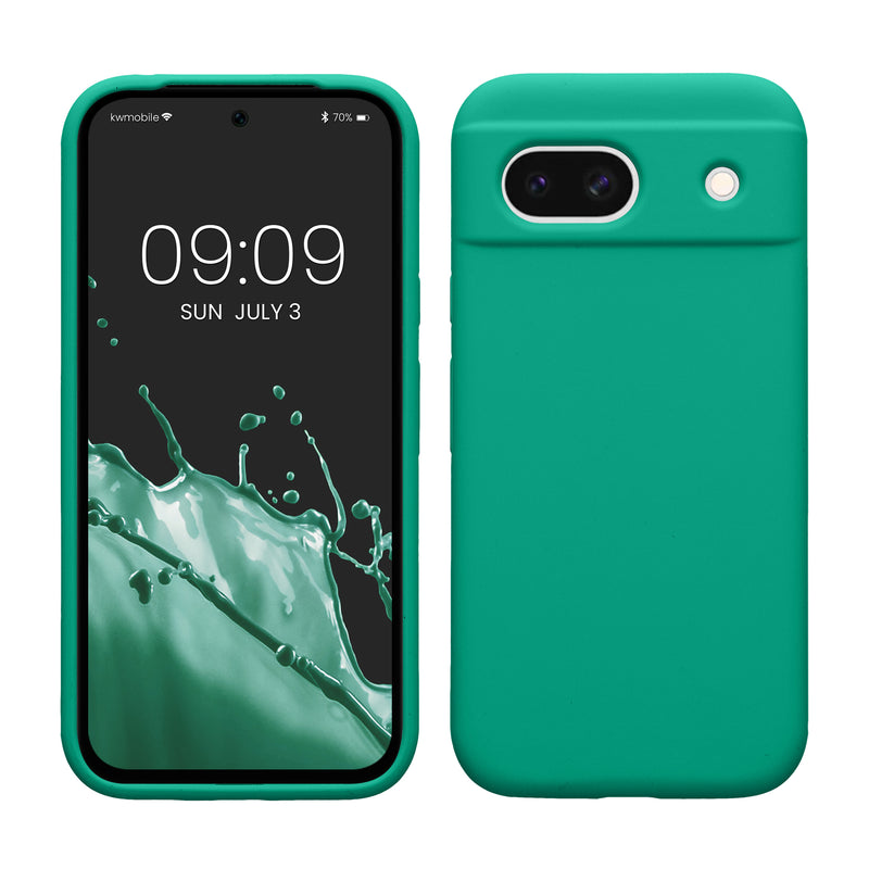 kwmobile Handyhülle für Google Pixel 8a Hülle, für Pixel 8a Case - Hülle Silikon - kabelloses Laden - Smaragdgrün Smaragdgrün  