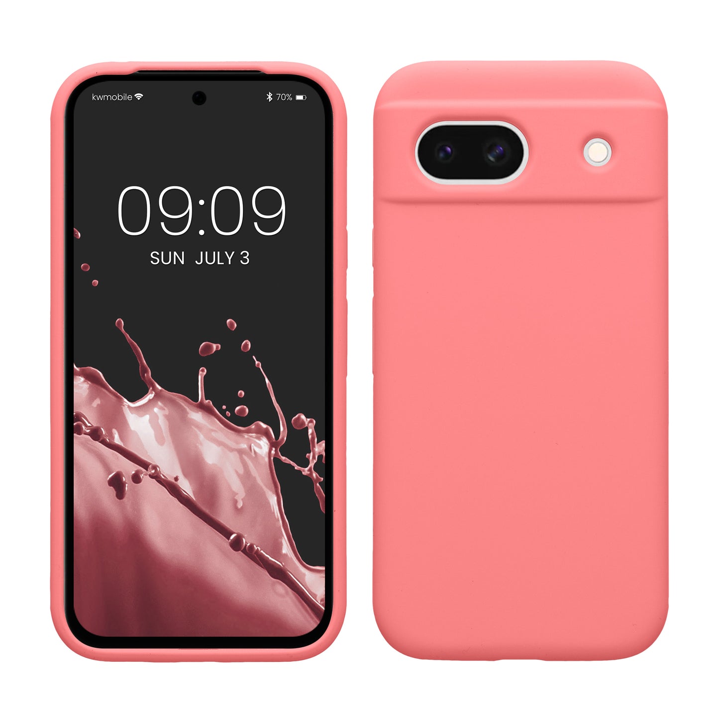 kwmobile Handyhülle für Google Pixel 8a Hülle, für Pixel 8a Case - Hülle Silikon - kabelloses Laden - Pastell Koralle Pastell Koralle  