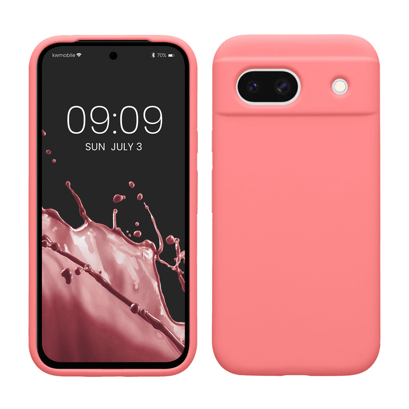 kwmobile Handyhülle für Google Pixel 8a Hülle, für Pixel 8a Case - Hülle Silikon - kabelloses Laden - Pastell Koralle Pastell Koralle  