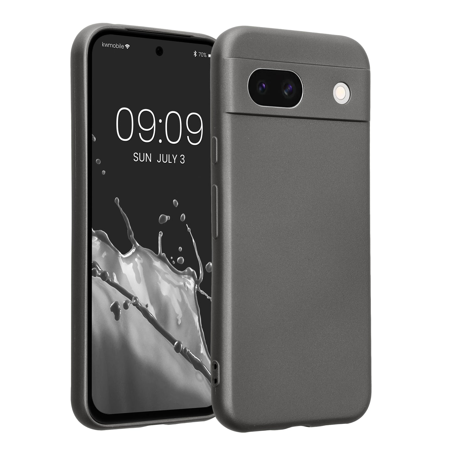 kwmobile Handyhülle kompatibel mit Google Pixel 8a Hülle - weiche Silikon Case metallisch schimmernd in Metallic Grau Metallic Grau  
