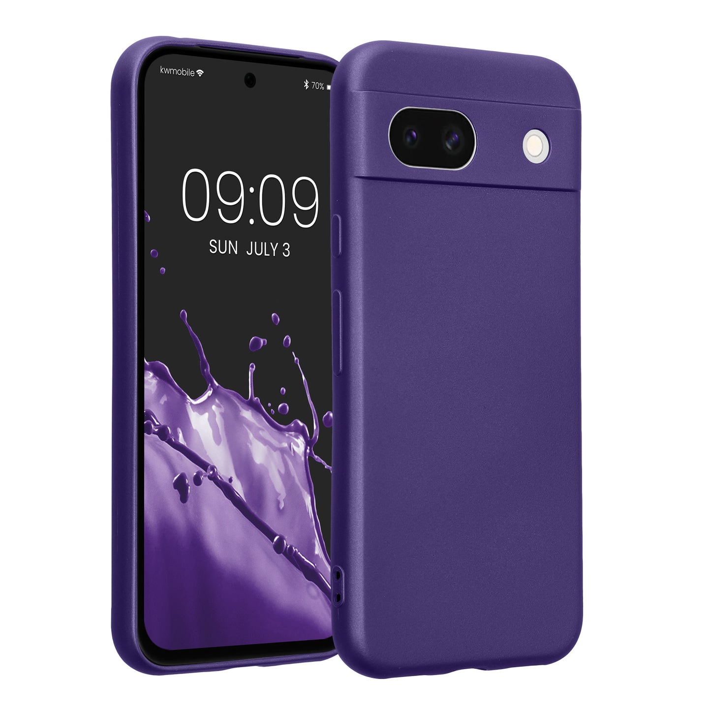kwmobile Handyhülle kompatibel mit Google Pixel 8a Hülle - weiche Silikon Case metallisch schimmernd in Metallic Blauviolett Metallic Blauviolett  