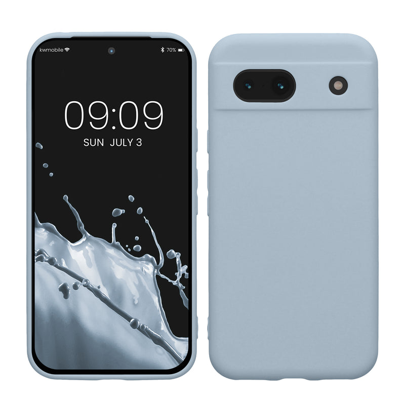 kwmobile Handyhülle kompatibel mit Google Pixel 8a Hülle - Handy Case aus weichem Silikon in Hellblau matt Hellblau matt  