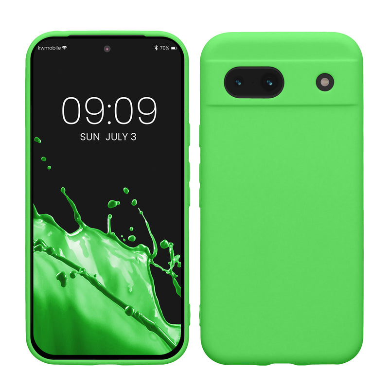 kwmobile Handyhülle kompatibel mit Google Pixel 8a Hülle - Handy Case aus weichem Silikon in Limettengrün Limettengrün  