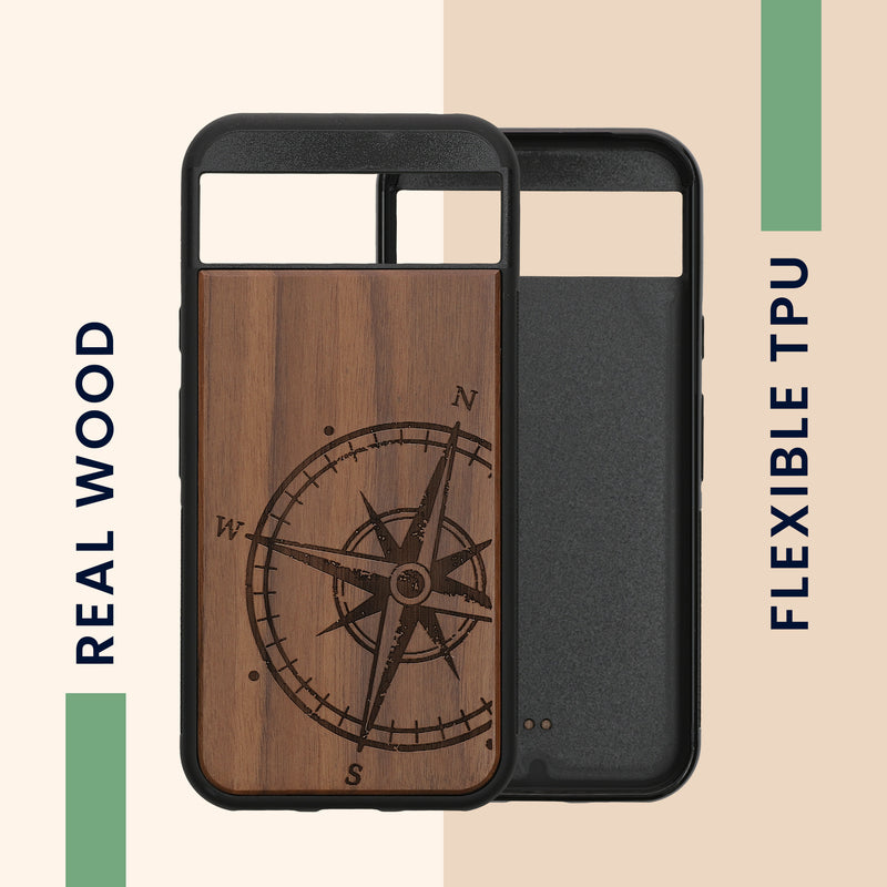kwmobile Case Compatible with Google Pixel 8a - Phone Cover - TPU Phone Case Vintage Compass