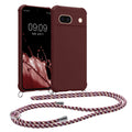 kwmobile Necklace Case kompatibel mit Google Pixel 8a Hülle - Cover mit Kordel zum Umhängen - Silikon Schutzhülle Bordeaux Violett Bordeaux Violett  