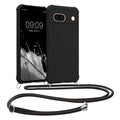 kwmobile Necklace Case kompatibel mit Google Pixel 8a Hülle - Cover mit Kordel zum Umhängen - Silikon Schutzhülle Schwarz Schwarz  