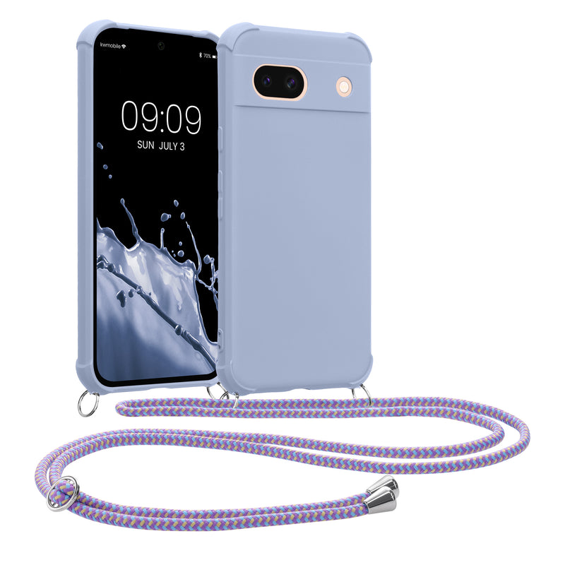 kwmobile Necklace Case kompatibel mit Google Pixel 8a Hülle - Cover mit Kordel zum Umhängen - Silikon Schutzhülle Lavendel Lavendel  
