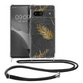 kwmobile Necklace Case compatible with Google Pixel 8a - Silicone Cover with Lanyard Transparent Jungle